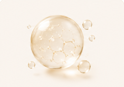 Golden skincare molecule illustration